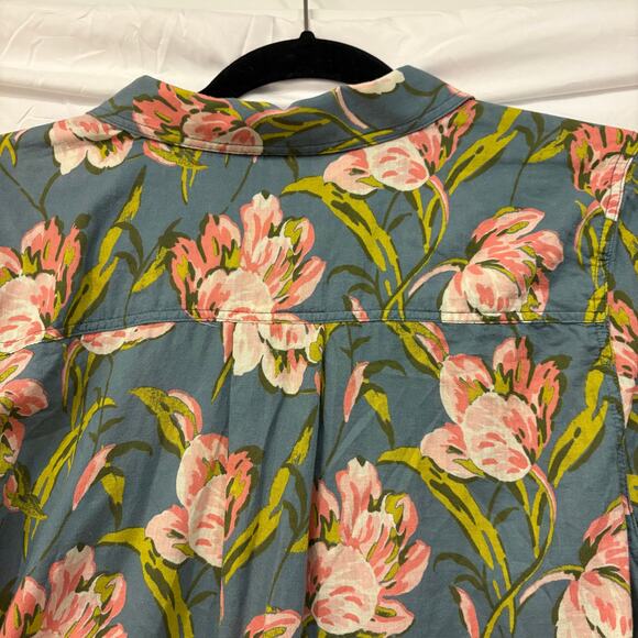 Sundance Floral Button Up Shirt Womens Size Large Boho Chest Pockets Cotton - Picture 10 of 11